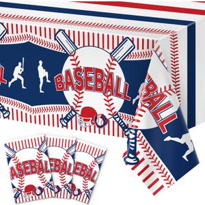 3pcs Baseball Tablecloth - Table Cover & Party Decorations - Disposable Plastic Tablecloth - Rectangle for Baseball Games & Sports Birthday Decorations