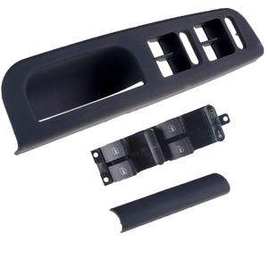 Black Front Left Driver Side Door Master Window Switch + Bezel + Handle Trim for 1998-2004 Golf Jetta MK4 / 1999-2005 Passat B5