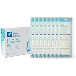 Medline 2-in-1 Absorbent Perineal Pad and Instant Cold Ice Packs for Postpartum Care (25 Count). Ready-to-use Essential for After Delivery, Maternity, Postpartum Care