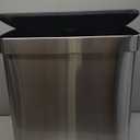 Dual Compartment Recycling Trash Can with Soft-Close Lid and Removable Liner Buckets, 60 Liters, Rectangular, Grey, Silver