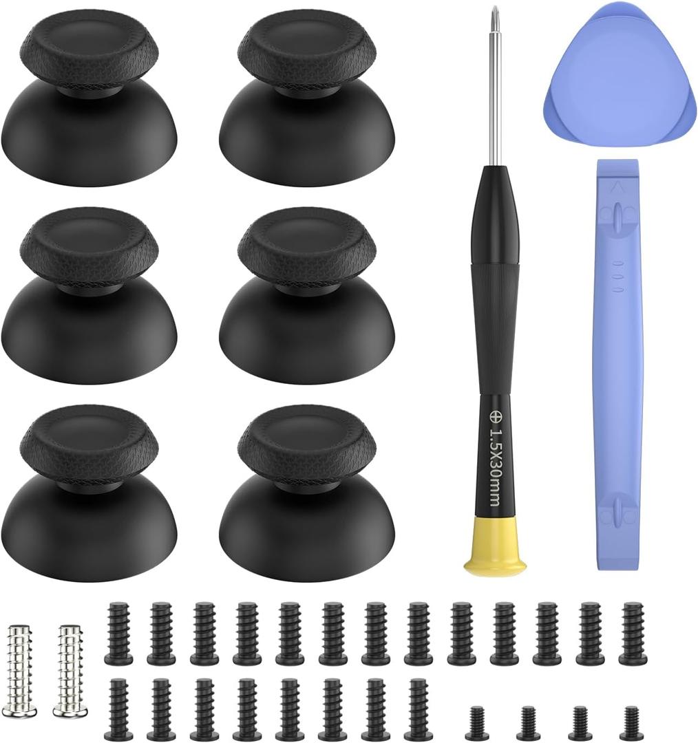 2 x RGEEK Thumbsticks Replacement for PS5 Controller, Analog Stick Joysticks Grip Caps with Repair Kit for PlayStation 5 Dualsense Controller, Black