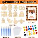2 x 12 Pcs Halloween Wooden Painting Crafts for Kids, Boo Ghost Pumpkin Painting Cutouts DIY Art Craft Kit for Halloween Party Favors Coloring Ornament for School Activities Supplies