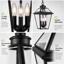 3-Light Black Outdoor Pendant Light, Exterior Hanging Lantern with Clear Glass, Weatherproof Outdoor Chandelier for Porch, Front Door, Patio, Entryway, 9.4"L*9.4"W*17.1"H