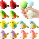 Meooeck 12 Pcs Birds Stress Balls for Adult Mini Birds Fun Squeeze Fidget Animal Balls Cute Party Favors for Birthday Office Stuffer Gift ADHD Autism Anxiety (Colorful)