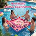 Floating Mahjong Table for Pool, Double-Sided Waterproof Float Game Tray for Mahjong, Poker, Cards, Dominoes Scrabble, Water Game Table for Adults, Pool, Hot Tub, Lake, Beach and Summer Parties
