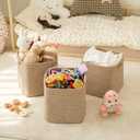 OIAHOMY Storage Cubes 11 Inch Storage Bins-3-Pack, Cotton Rope Woven Baskets for Organizing, Square Storage Baskets for Shelves Organizer, Classroom, Kids Toy Bins, Closet, Baby Nursery-Brown