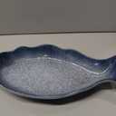 Cabilock 12 Inch Ceramic Fish Shaped Plate, Blue Porcelain Steamed Fish Platter, Deep Seafood Serving Dish for Sushi & Appetizers, Decorative Food Tray for Home Restaurant Kitchen