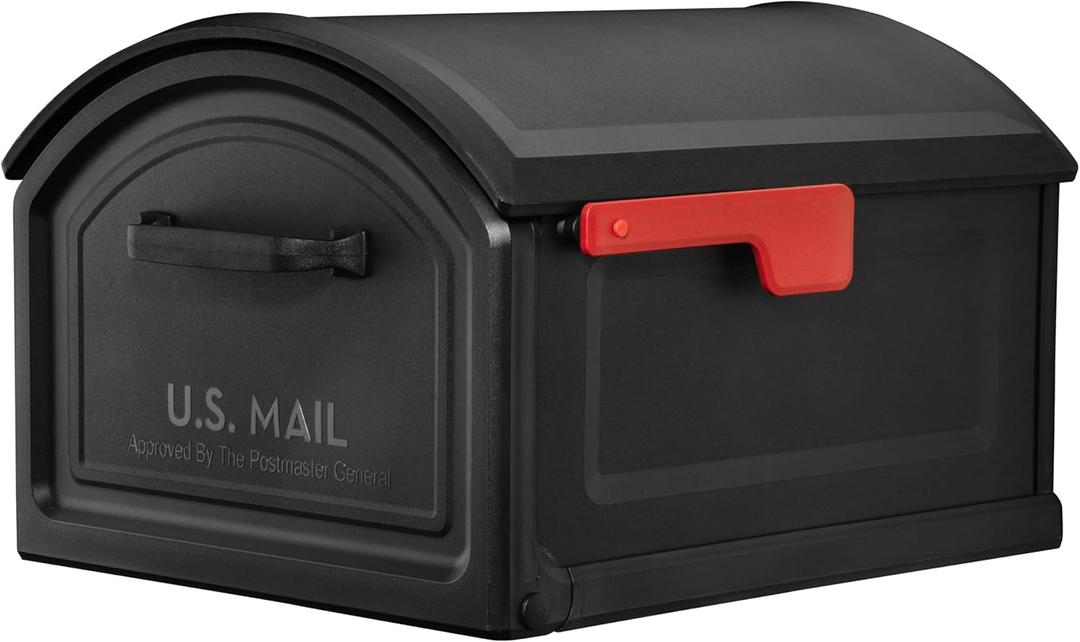 Architectural Mailboxes BILT CRE8 T4, USPS Approved Next Generation Rust-Proof Plastic Post Mounted Mail Box for Outside, Black, XL Extra Large Curbside Mailbox with Magnetic Latch
