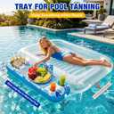 Ayeboovi Extra Large Inflatable Tanning Pool Float Tray - 61" L x 18" W Non-Slip Sunbathing Bed Tray with Cooler Ice Bar for Tanning Lounge Raft & Blow up Suntan Tub Pool Stuff Party Gifts