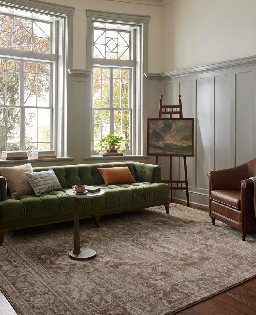 Loloi Magnolia Home by Joanna Gaines Mona Collection MOA01 Cocoa/Stone 5' x 7'8" Area Rug