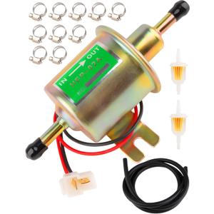 Clatoon Universal Electric Fuel Pump Kit 12V with 6.56 FT 5/16" ID Fuel Line, Inline Low Pressure Fuel Pump 3-6 PSI for Carburetor Lawn Mowers Small Engine Motorcycles ATVs and More