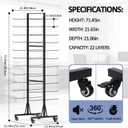 Rolling Large Blueprint Holder, 22 Tier Blueprint Storage Rack Metal