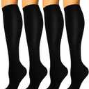HLTPRO 4 Pairs Compression Socks for Women & Men - Best Support for Medical, Circulation, Nurses, Running, Travel (Small-Medium, Black 15-20 Mmhg)