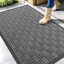 OLANLY Front Door Mat Outside Entrance 47x32, Absorbent, Heavy Duty Sturdy Natural Rubber Doormat Indoor Outdoor, Stain and Fade Resistant, Non-Slip Backing Low Profile Floor Mat for Entryway, Grey
