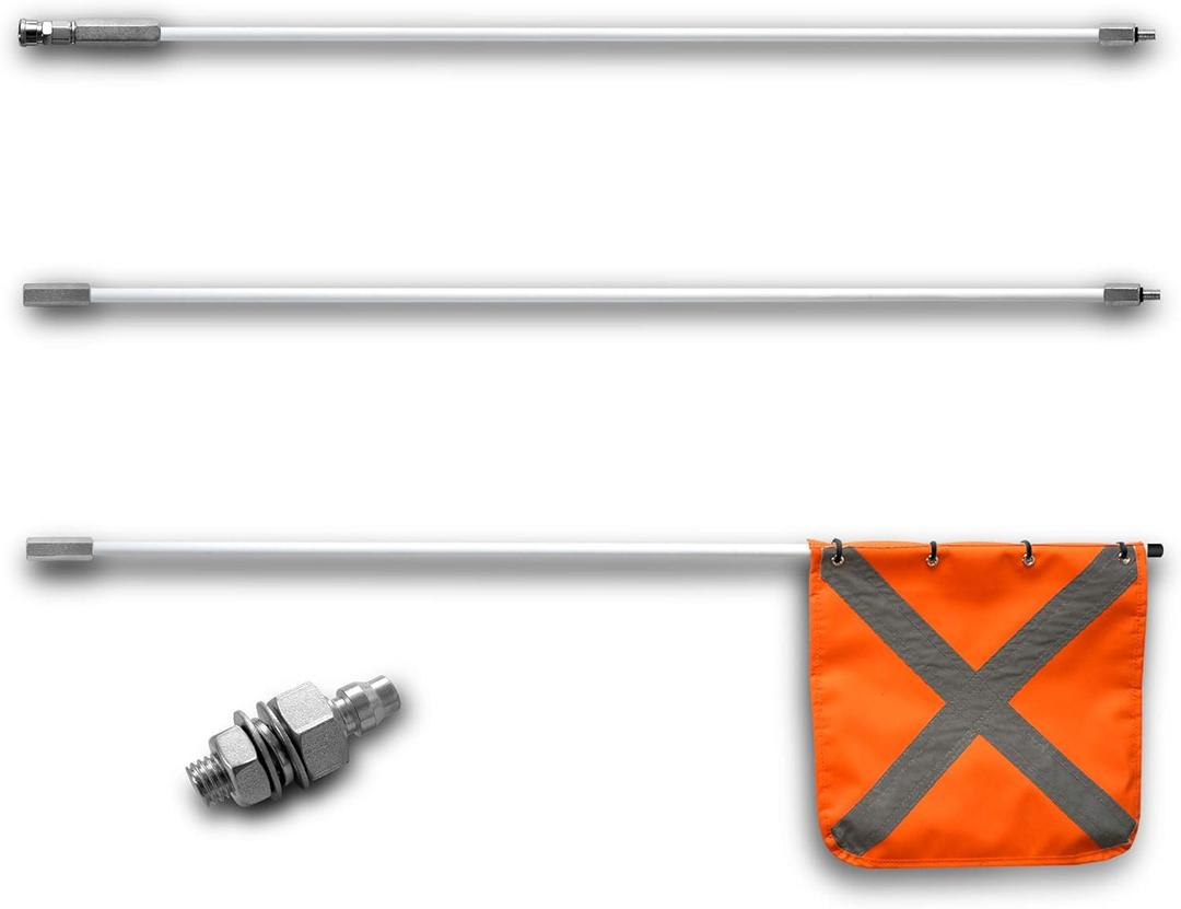 Safety Flag with Quicker Connector Base & 11.8" x11.8" Heavy Duty PVC Reflective Flag, Suit for ATV, UTV, Offroad, Jeep & Truck. Can be Used as 3.3'6.6 or 10.