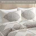 Madison Park King Comforter Set, Boho Comforters with Chenille Trims, All Seasons, Microfiber Bedding, Pillow & Shams, Ibiza, Cal King, Black/Ivory 4 Piece