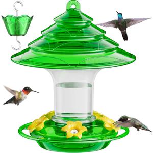 Birdream Hummingbird Feeder for Outdoors Hanging, 20 OZ Humming Birds Feeders with 5 Bee Guard Feeding Ports & Built-in Ant Moat and Brush, Bird Feeder for Outside, Gifts for Women - Green (1 Pack)