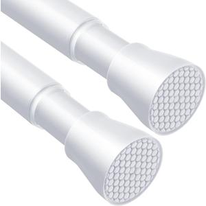 2Pcs Tension Curtain Rods for Windows 28 to 48 Inch, 7/8 Diameter Spring Loaded Curtain Rod Adjustable Small Curtain Rods No Drilling Tension Rod for Door, Bathroom, Kitchen, White