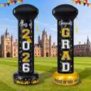 Jenaai 2pcs 4.9ft 2026 Inflatable Graduation Decorations, Large Bachelor's Cap Blow up Decor, Black Gold Grad Inflatable Decor, Congrats Grad Blow up Yard Sign for Lawn Party, High School College