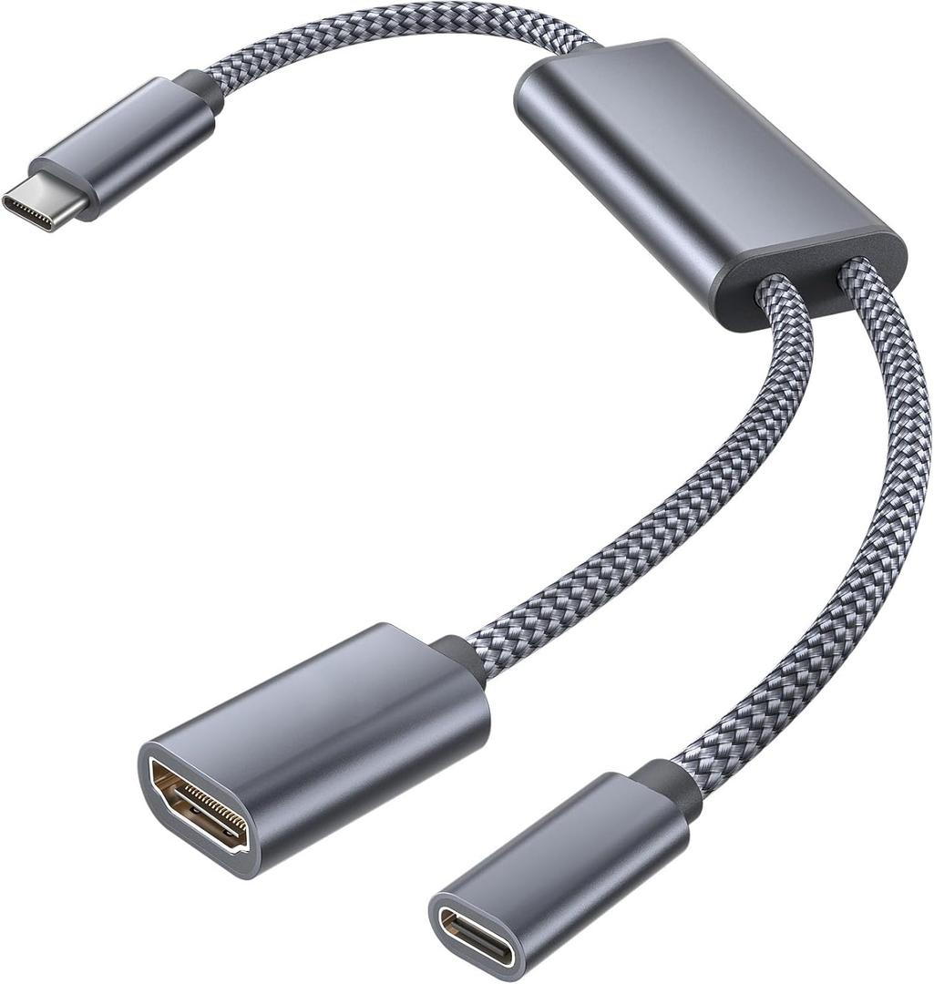 Basesailor USB C to HDMI Adapter with 100W PD Charger Port,2-in-1 Type C to 4K MHL HDMI Female Converter,Thunderbolt 3 for iPhone 15 Pro Max Plus,MacBook,ipad Air 5 mini 6,Galaxy,Steam Deck