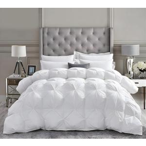 Alaskan King Down Alternative Comforter 136x120 Inch White 500 GSM Ultra Soft Breathable, Luxury Pintuck Pinch Pleat, All Season Duvet Insert with Corner Tabs, Machine Washable