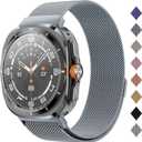 2 x Milanese Band Compatible with Samsung Galaxy Watch Ultra Band 47mm (2025/2024), Stainless Steel Mesh Loop Magnetic Clasp Strap for Women Men (1.Space Grey)