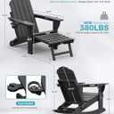 Rocking Adirondack Chair with Ottoman, Folding Rocker (Dark Grey) | 4-in-1 Design, HDPE, Pull Out Footrest, 2 Cup Holders, Adjustable Backrest, Outdoor, All Weather, Ideal for Porch Patio Deck