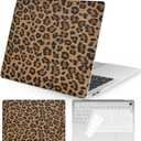 Seorsok Compatible with MacBook Air 13 Inch Case 2022 2021 2020-2018 Release A1932 A2179 M1 A2337,Elegant Leopard Grain Leather Plastic Hard Shell Case with Keyboard Cover,Brown