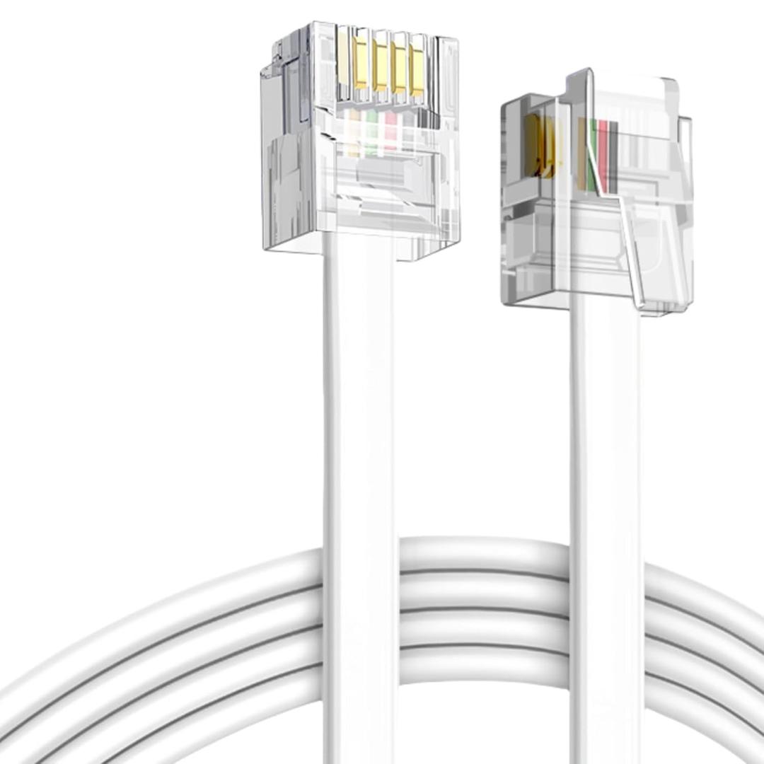 15ft Telephone Extension Cord, Standard RJ11 Phone Cable for Home & Office, White (Compatible with Phone/Modem/Fax Machine)