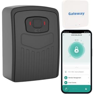 Fingerprint Smart Key Lock Box for Outside, Remote Access Wireless Key Box Operate on iOS/Android APP with WiFi Gateway, Large Capacity Bluetooth Key Safe Box