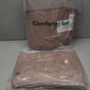 Geniospin Full Comforter Set - 7 Pieces Comforter Full Size, Solid Bedding Sets for All Season, Textured Bed in a Bag with Sheets, Pillowcases and Shams (Misty Rose, 80''x90'')