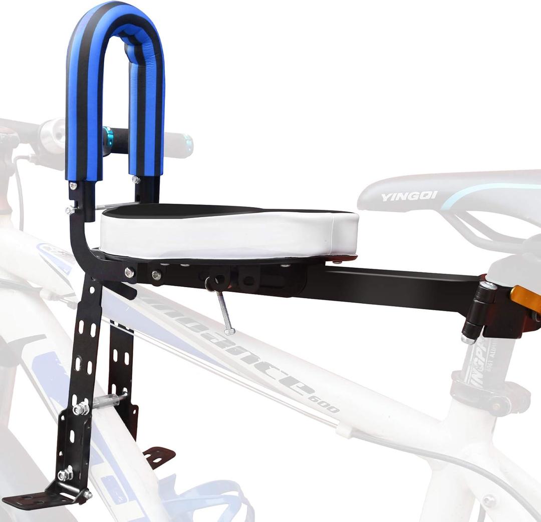 Child Bike Seat, Portable Retractable Foldable Front Mounted Kids Bike Seat, Suitable for Children 1~3 Years, Detachable Child Bike Seat Suitable for All Types of Bicycles (Blue)