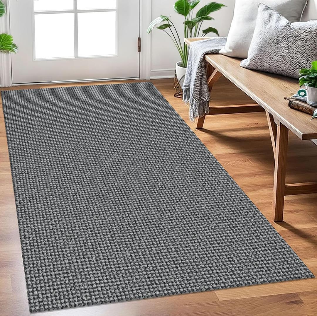 EARTHALL Woven Area Rug 3x5 Ft Washable Rugs for Entryway Braided Non Slip Rubber Backed Throw Rugs Door Mat Indoor Outdoor Entrance Cotton Carpet for Kitchen Foyer Front Door, Dark Gray