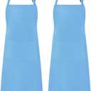 Syntus 2 Pack Adjustable Bib Apron Waterdrop Resistant with 2 Pockets Cooking Kitchen Aprons for Women Men Chef (Blue Light)