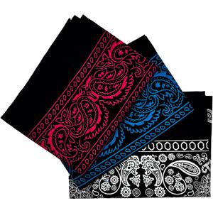 Sosun 22x22 Bandana, Face Mask, Square Scarf, Headwear, Multipacks Made From 100% Cotton (Black)