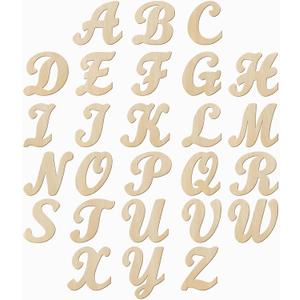6 Inch 86 Pieces Wooden Letters Unfinished Thin Wood Alpabets A-Z for Crafts,Cursive Uppercase