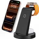 3 in 1 Charging Station for iPhone, Wireless Charger for iPhone 17 16e 16 15 14 13 12 11 X Pro Max & Apple Watch - Wireless Charging Station for AirPods 4 3 Pro (Black)