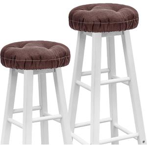 2 Pieces Stool Covers Round Bar Stool Cushion Soft Seat Covers Round Bar Cushions with Elastic Band for Chairs Seat Slipcovers(12 Inch,Brown)