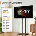 Perlegear Universal Floor TV Stand for 3270" TVs up to 110 lbs, Height-Adjustable Tall TV Stand with Solid Wood Base & Extra-Stable Anti-Tip Feet, Swivel TV Mount for Bedroom, VESA 400x400, PGFLS34B