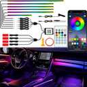Interior Car LED Lights, RGB Dream Color Acrylic LED Lights for Car, Ambient Lighting Kits with Wireless APP and RF Remote Control, Music Sync Dynamic Chasing (10 in 1)