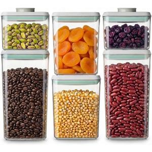 Pop Airtight Food Storage Containers Set with Lids, 6 Pcs Stackable One Button Opening Food Containers Kitchen Pantry Organization and Storage, BPA Free Stackable Cereal Container (0.5, 1.2, 1.8qt)*2