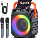 Karaoke Machine with 2 Wireless Microphones,Portable Karaoke Machine for Adults & Kids,Karaoke Microphone with PA System,Karaoke Speaker Supports for TWS,USB,FM,REC,AUX in,TF Card