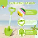 20 Long Sand Beach Shovels for Kids Heavy Duty Plastic Summer Sand Scoops Spades Toy Sandbox Garden Snow Digging Play Gift Set Party Bundle 2 Pack Green
