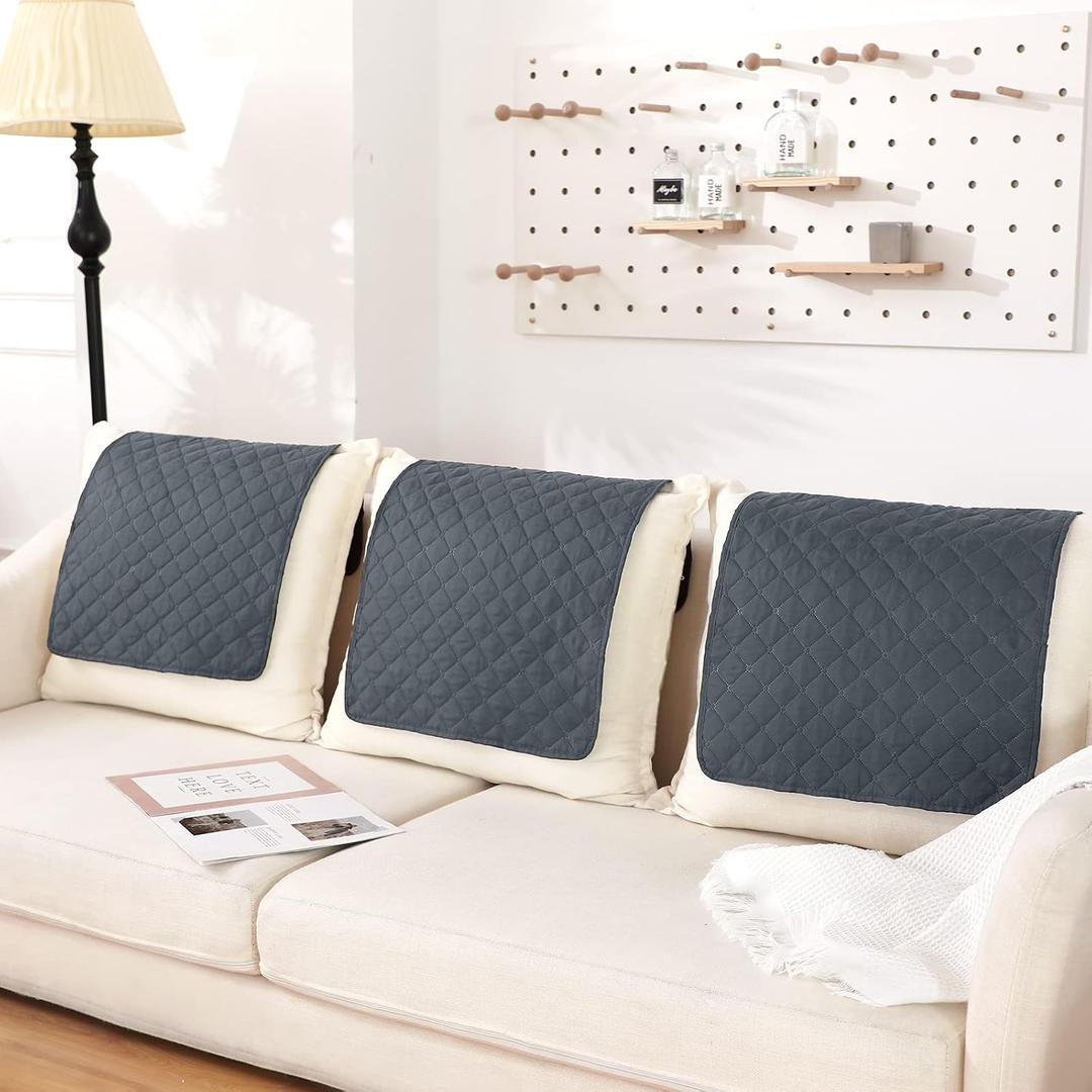 Moukeren 3 Pieces Recliner Headrest Protector Headrest Cover for Recliner Chair Sofa Covers Couch Chair Head Protector for Sofa Furniture Protectors(Gray)