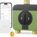 Meross WiFi Water Timer for Garden Hose, 2 Zone WiFi Hose Timer with Brass Inlet and Outlet, WiFi Sprinkler Controller, Rain Delay, Smart Water Valve for Garden, Lawn & Yard, Remote & Voice Control