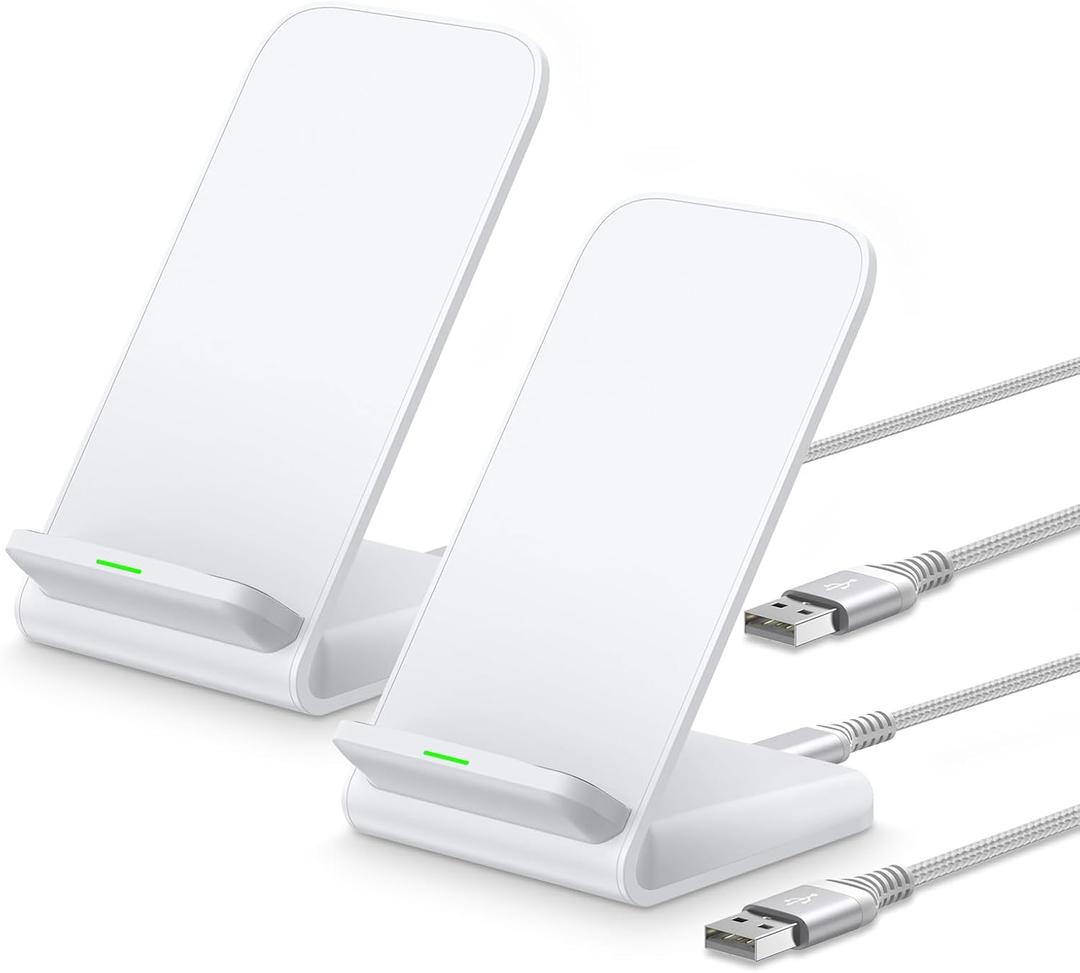 Pixel 9 Pro XL Wireless Charger, 15W Fast Charging Stand for Google Pixel 9/9 Pro/9 Pro Fold/8a/8/8 Pro/7a/7 Pro/6 Pro, 2Pack Android Phone Wireless Charger Stand for Samsung Galaxy S25 S24 S23 S22 (White)