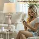 28" Tall Farmhouse Table Lamps Set of 2 with USB C+A Ports and AC Outlet, 3 Way Touch Control Rustic Bedside Lamp for Bedroom, Beige Vintage Nightstand Lamp for Living Room Office