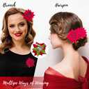 Red Rose Flower Hair Clips for Women - 6 Pcs Floral Hair Barrettes Pins Rose Hair Accessories for Bridal Wedding Halloween Costume, Havana Nights Flamenco Mexican Fiesta Dresses Party Prom