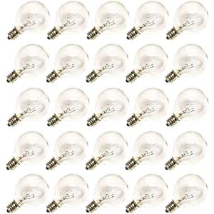 SUNSGNE Clear Globe G40 Bulbs Replacement Screw Base Light Bulbs 1.5-Inch, 5 Watt - Fits E12 and C7 Sockets, 25 Pack