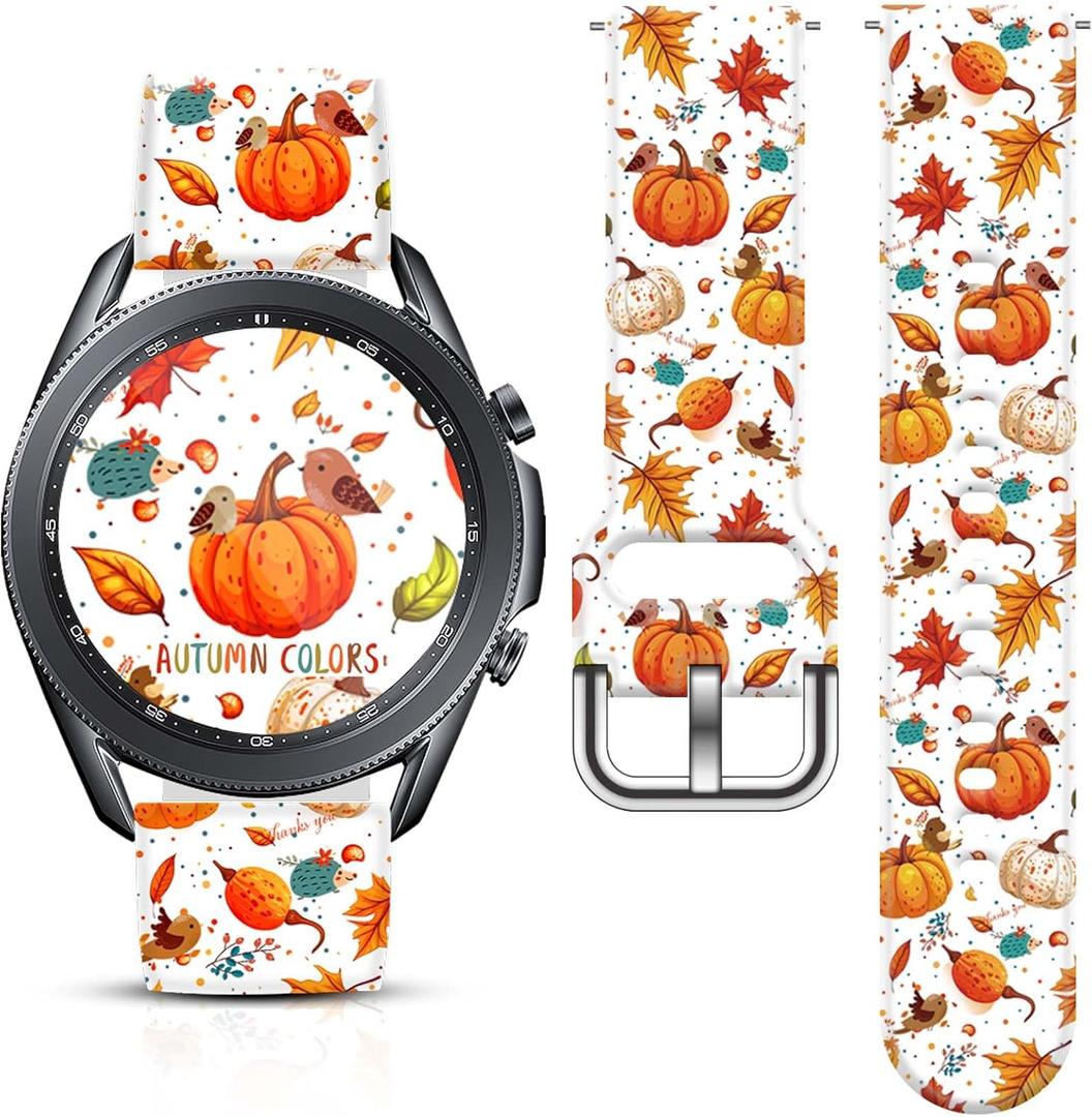 22mm Holiday Christmas Thanksgiving Watch Band Compatible with Samsung Galaxy Watch 46mm/Galaxy watch 3 45mm/Gear S3 Classic/Frontier Replacement Watch Strap (Autumn color White)